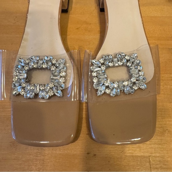 ๐ 6/$60 Rhinestone Transparent Clear Vamp Open Toe Sandal 38/7 Wedding Bridal - Picture 5 of 9